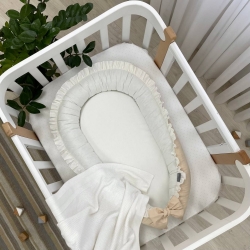 Protecție pentru somn - Baby Nest co-sleeping, față dublă, nuanțe de milky-crem